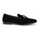 Giorgio Brutini "Cowell" Black Velvet Slip On Loafer Shoes With Gunmetal Pointed Tassels 176351